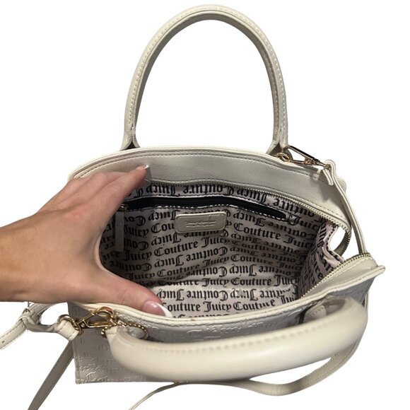 NWT Juicy Couture Crossbody Purse Ladylike Satchel Bag Cream White Crystal - Picture 3 of 12